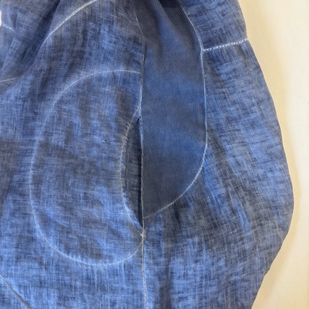 100% Linen Made in Italy Midi Sleeveless Blue Linen Shift Dress Sz M Unbranded - Picture 9 of 11